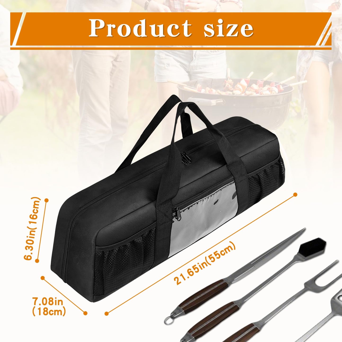 Boczif Grill Utensil Storage Bag, BBQ Tool Organized Bags, Barbecue Hardware Grill Accessories Carry Bag, Picnic Cooking Tools Holder Pouch for Camping, Outdoor BBQ