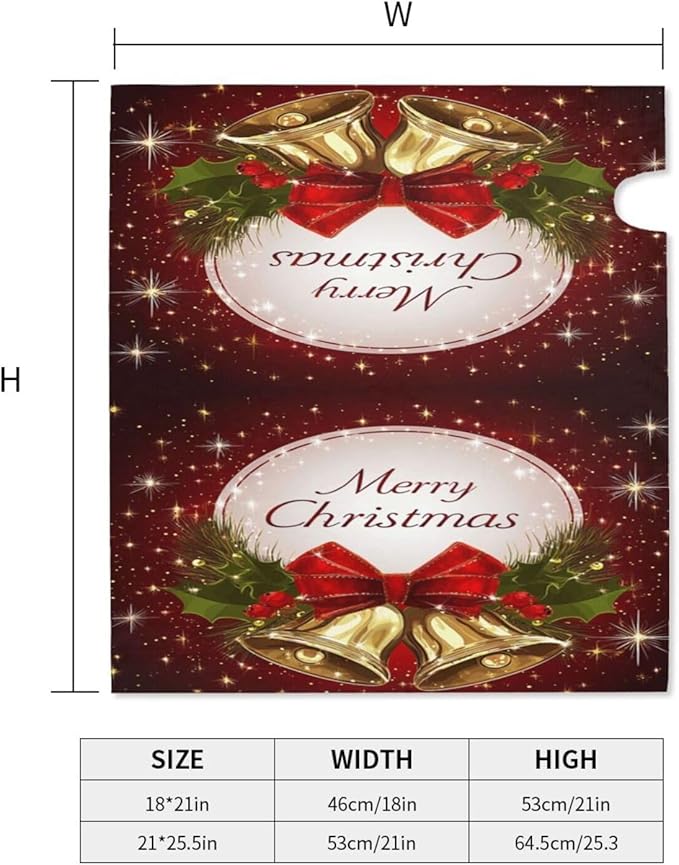 Festive Magnetic Mailbox Cover Christmas Bell Pattern Outdoor Mailbox Protector Holiday Seasonal Decorative Garden Yard Home Large Size 25.5 x 21 Inch