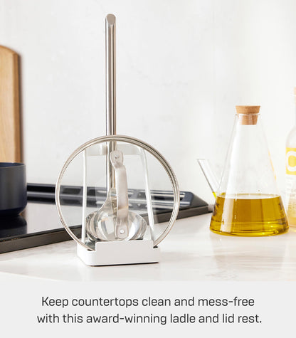 Yamazaki Home Tower Lid & Ladle Stand - Large, Kitchen Stand For Utensils, Lids, And Cookbooks, Heat-Resistant Kitchen Stand - Steel