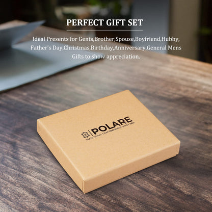 Polare Slim RFID Blocking Leather Passport Holder Travel Bifold Wallet For Men (Dark Brown with AirTag Holder)