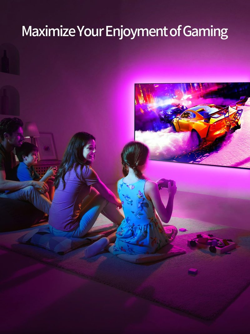 KANTUTOE TV LED Lights, 11.5ft LED Lights for 32-55 Inch TV, RGB TV Backlight Behind with Remote, Music Sync Bluetooth APP Control Strip Lights USB Powered for Bedroom, PC, Gaming Monitor