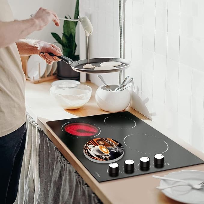 Coffee Stove Burner Covers, Dining Room Gas Stove Burner Covers 8 ＆10 Inches Stove Top Covers Electric Stove 4 Pcs Metal Stove Cover Gas Stove Top Covers, Cooktop Decorative,Home Kitchen Decorations