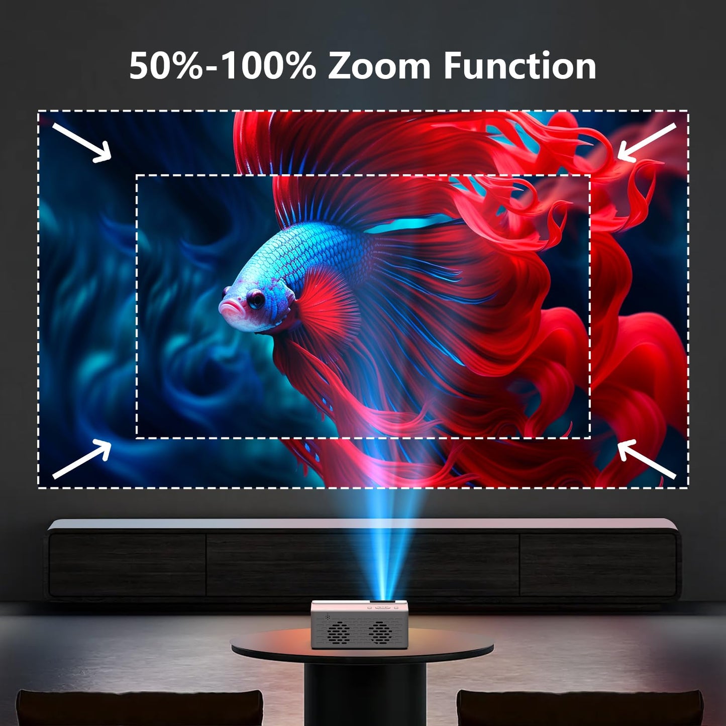 TMY Netflix-Officially-Licensed Mini Movie Projector with WiFi and Bluetooth, Compatible with TV Stick Smartphone/HDMI/USB, Indoor & Outdoor Use