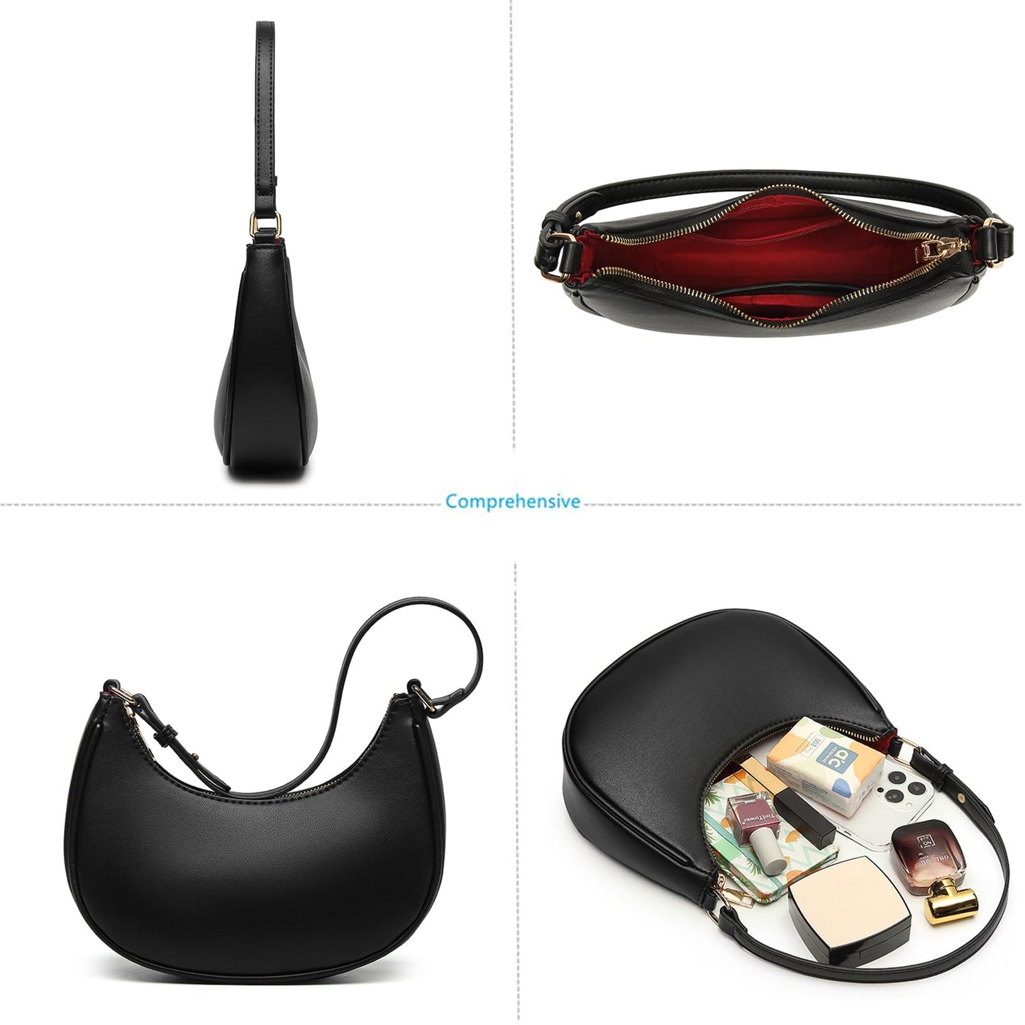 Barabum Small Shoulder Bag for Women Crescent Purse Y2K Trendy Clutch Handbags