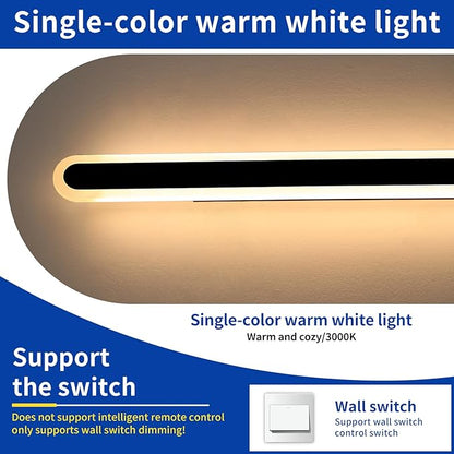 2 Pack Long Outdoor Porch Wall Light, 23.6inch Oval Modern LED Wall Sconce, IP65 Waterproof, 3000K Warm White, 24W, Exterior Linear Lighting Fixture for Patio, Yard, Garage, Balcony
