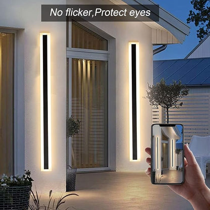 2 Pack 23.6INCH Long Outdoor LED Wall Lights,18W Waterproof IP65 Warm White led Wall Light Rectangular Black Wall Light,led Porch Lights Outdoor Wall Elegant Frosted White Acrylic Anti Rust