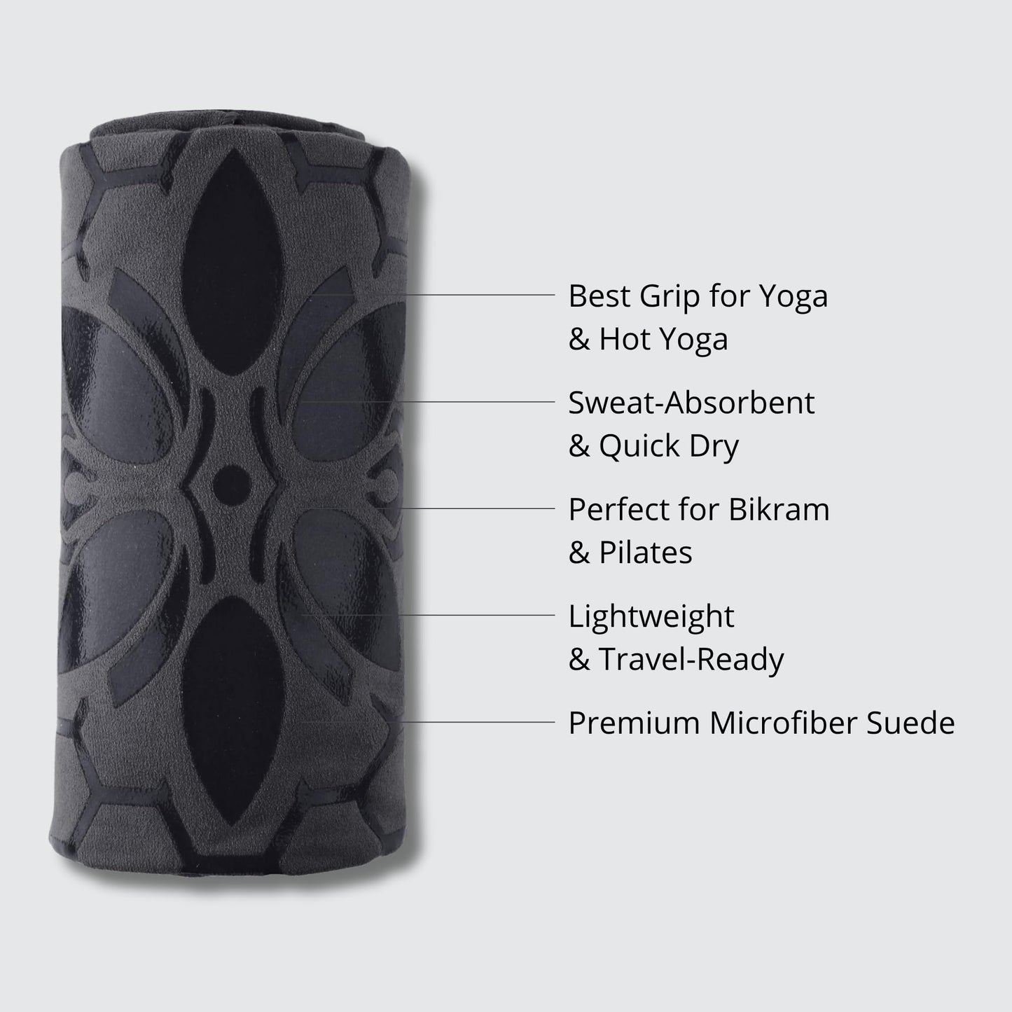 Clever Yoga Hot Yoga Mat Towel – Non-Slip Grip for Hot Yoga, Sweat Absorbent, Honeycomb Silicone Grip, Stays Flat – Ideal for Pilates, Travel, Washable & Lightweight - Dark Blue