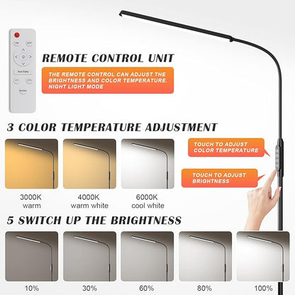 Bright LED Floor Lamps Remote Dimming for Eyelash Extension Tattoo Manicure Craft Drawing Makeup,Living Room Bedroom Office Adjustable Standing Reading Lights Esthetician Decor Supplies Nail lamp