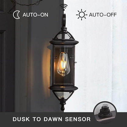 Copper Dusk to Dawn Outdoor Wall Lights Exterior Light Fixtures Porch Light Wall Mount,18.5''H Outside Lights for House,Garage,Porch Patio,Oil-Rubbed Bronze 1 Pack with E26 Socket