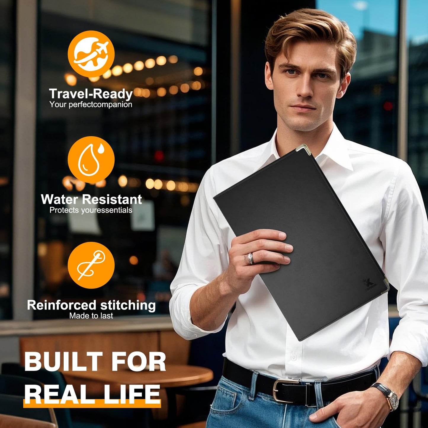 Tiankool Padfolio Portfolio Binder – Thickened Business Folder for Interview Resumes, Legal Documents | Notepad Not Included,Durable, Black