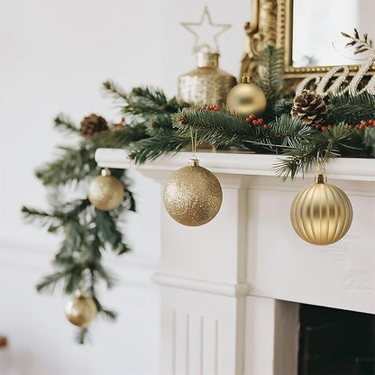 50ct Christmas Balls Ornaments for Xmas Tree, White and Gold Shatterproof Christmas Tree Decorations Hanging Ball for Holiday Party Decor(1.57"-2.36")