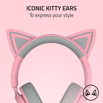 Razer Kraken Kitty V3 X Wired Gaming Headset: Kitty Ears - HyperClear Cardioid Mic - 40 mm Drivers - 7.1 Surround Sound - Comfy Ear Cushions - Cross-Platform via 3.5mm PC, PS5, Xbox, Switch 2 - Pink