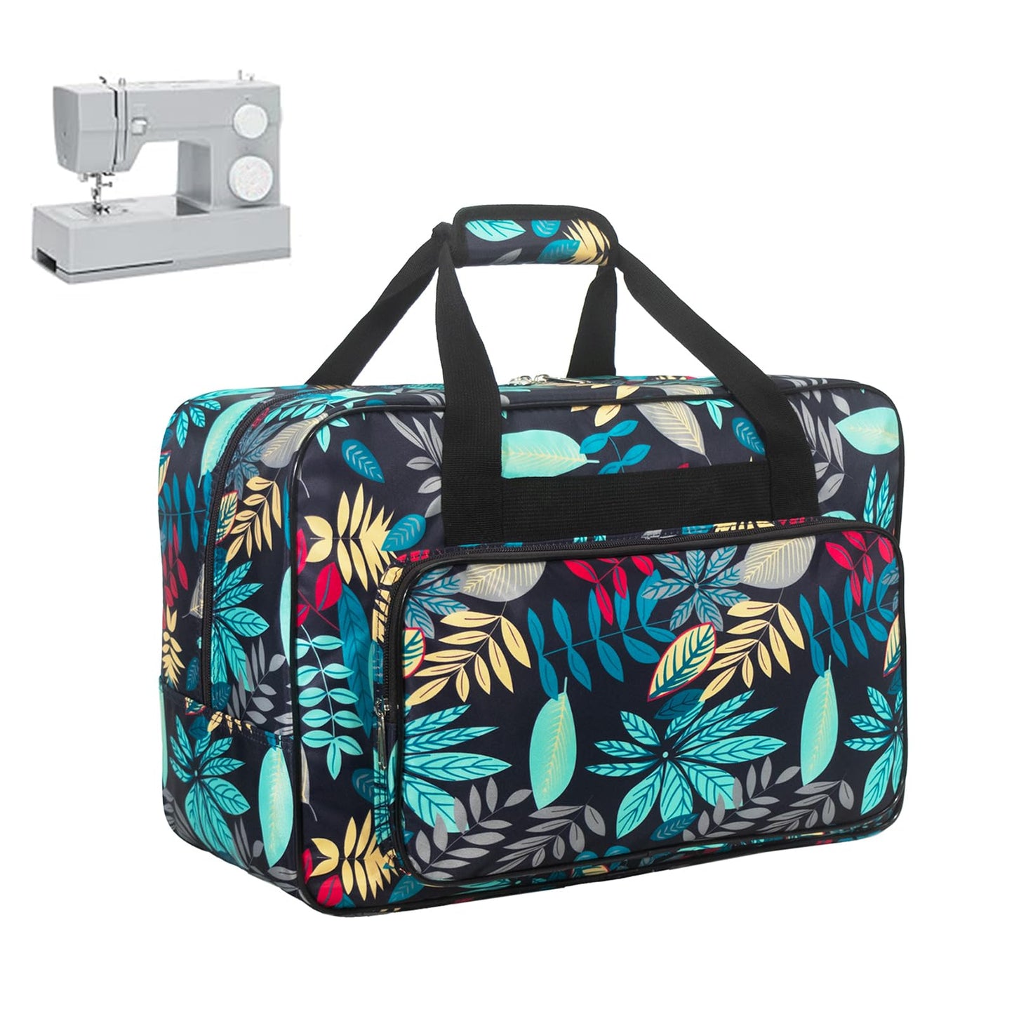 Haroranax Sewing Machine Carrying Case，Sewing Machine Carrying Case Tote Bag，Universal Tote Storage Bag with Pockets and Handles, Suitable for Most Standard Singer, Janome (Blue)