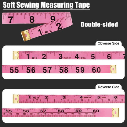2 Pack Soft Tape Measure Retractable Measuring for Body Fabric Sewing Tailor Cloth Knitting Craft Weight Loss Measurements 60-Inch Soft Pink & Retractable Black Dual Sided Tape Measure Body Measuring
