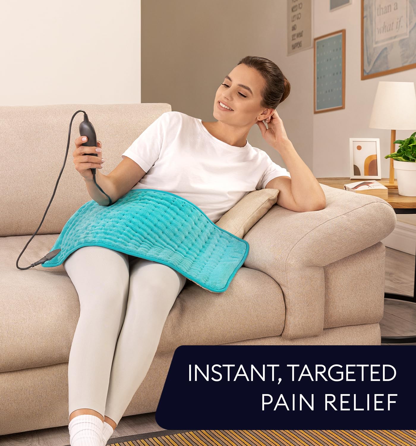 GENIANI Electric Throw - XL Electric Heating Pad for Back Pain & Cramps Relief, Birthday for Women Men Auto Shut Off, Machine Washable, Heat Pad for Neck & Shoulder, 12×24", Tabby Gray