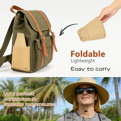 ZOORON Sun Hats for Men Women Fishing Hat with Neck Flap,UPF 50+ Sun Hat Waterproof Wide Brim Bucket Hats for Safari Hiking