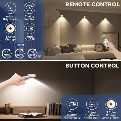 Lightbiz Picture Lights for Wall 3 Pcs, Rechargeable Battery Operated Magnetic Wall Lights with 3 Color Temps, Remote Dimmable Timer Painting Light for Art Display, Frame, Poster