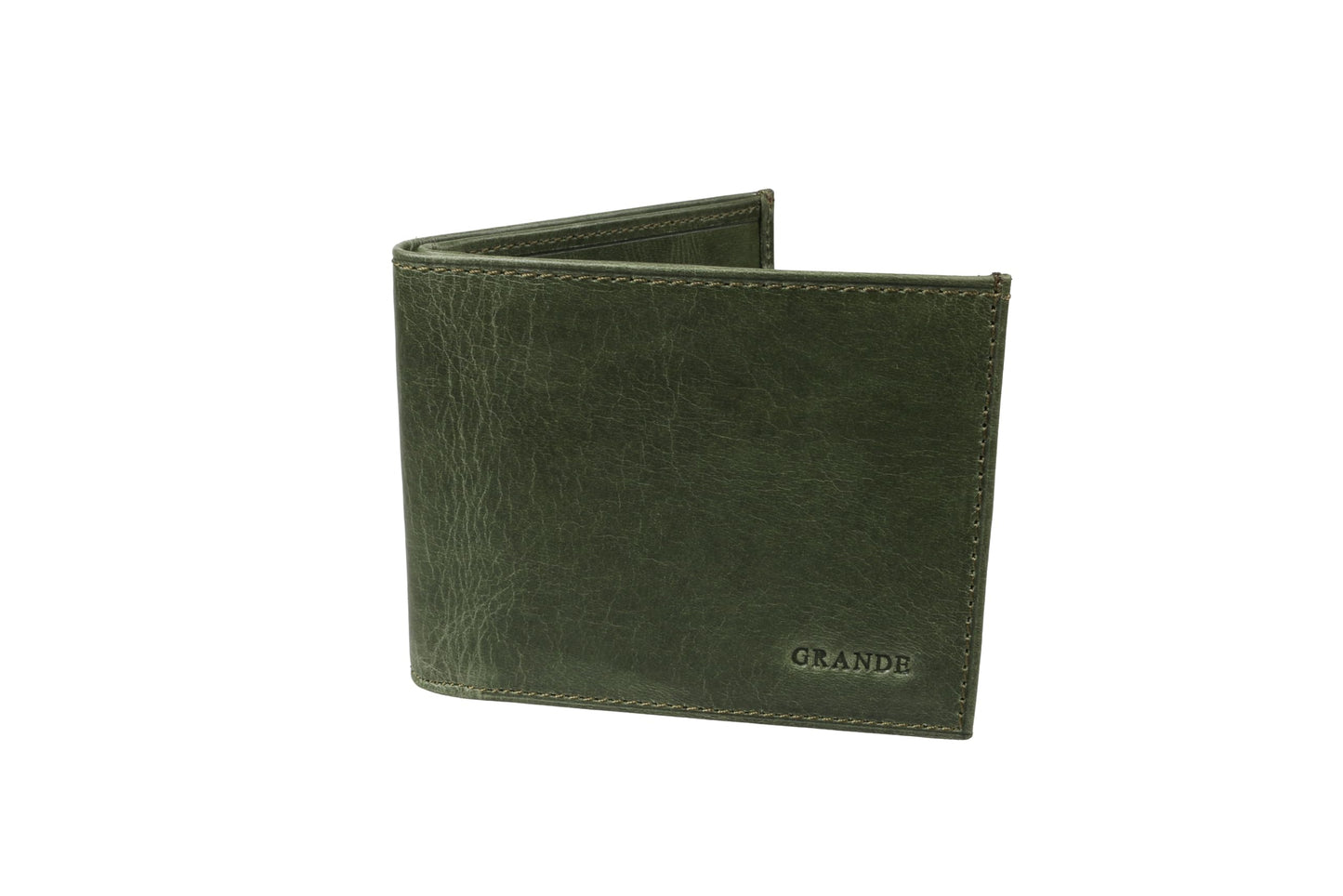 grande 1488 - Genuine Leather Bifold Classic Men Wallet with ID Window - Rustic Green