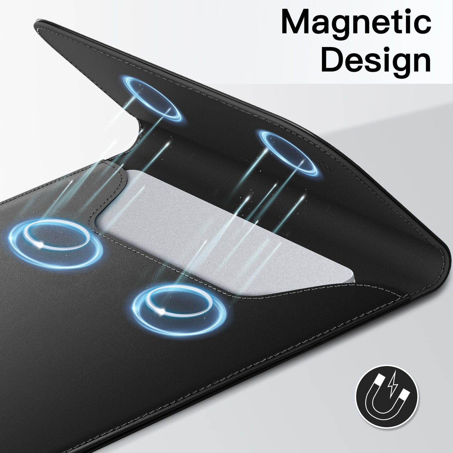 JETech Slim Laptop Sleeve for MacBook Neo (A18 Pro), MacBook Pro 14-Inch(M1-M5, 2020-2026), PU Leather Case with Magnetic Closure (Black