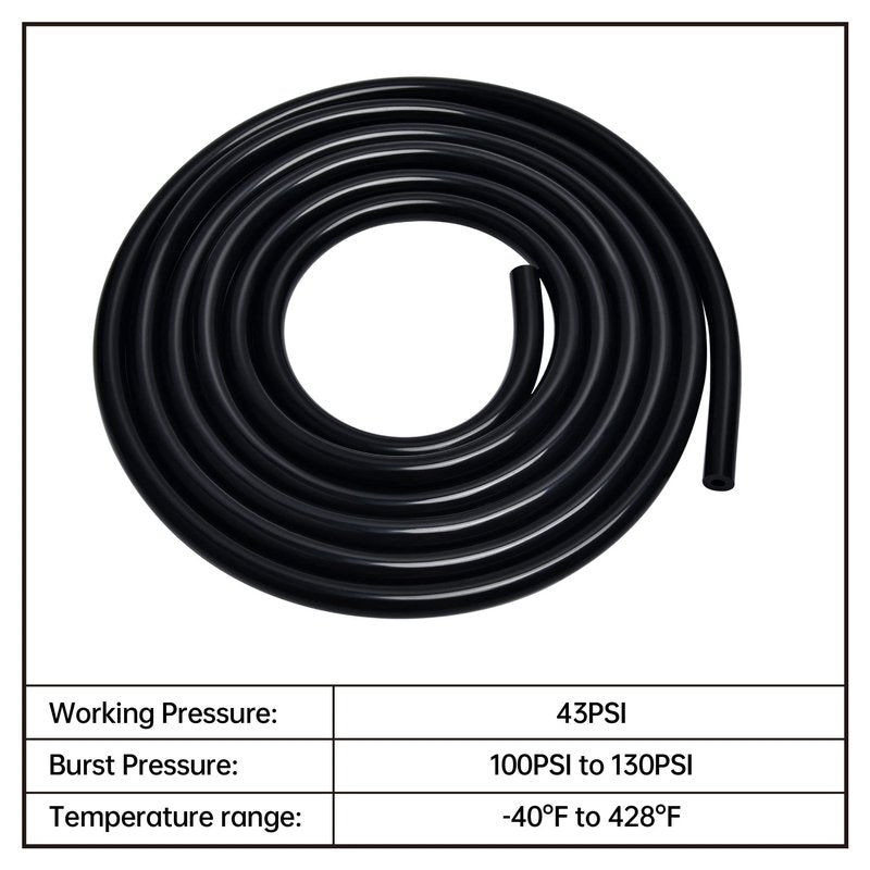 EVIL ENERGY 5/16 Silicone Vacuum Tubing Hose Line 10FT 130PSI Max Pressure Black (8mm ID)