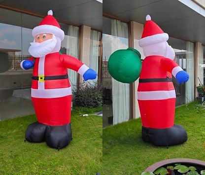 8FT Christmas Inflatable Santa Claus Outdoor Decorations, Inflatable Santa with Gift Bag Built-in LED Lights, Blow Up Yard Decorations for Holiday Xmas Party Indoor Garden Lawn