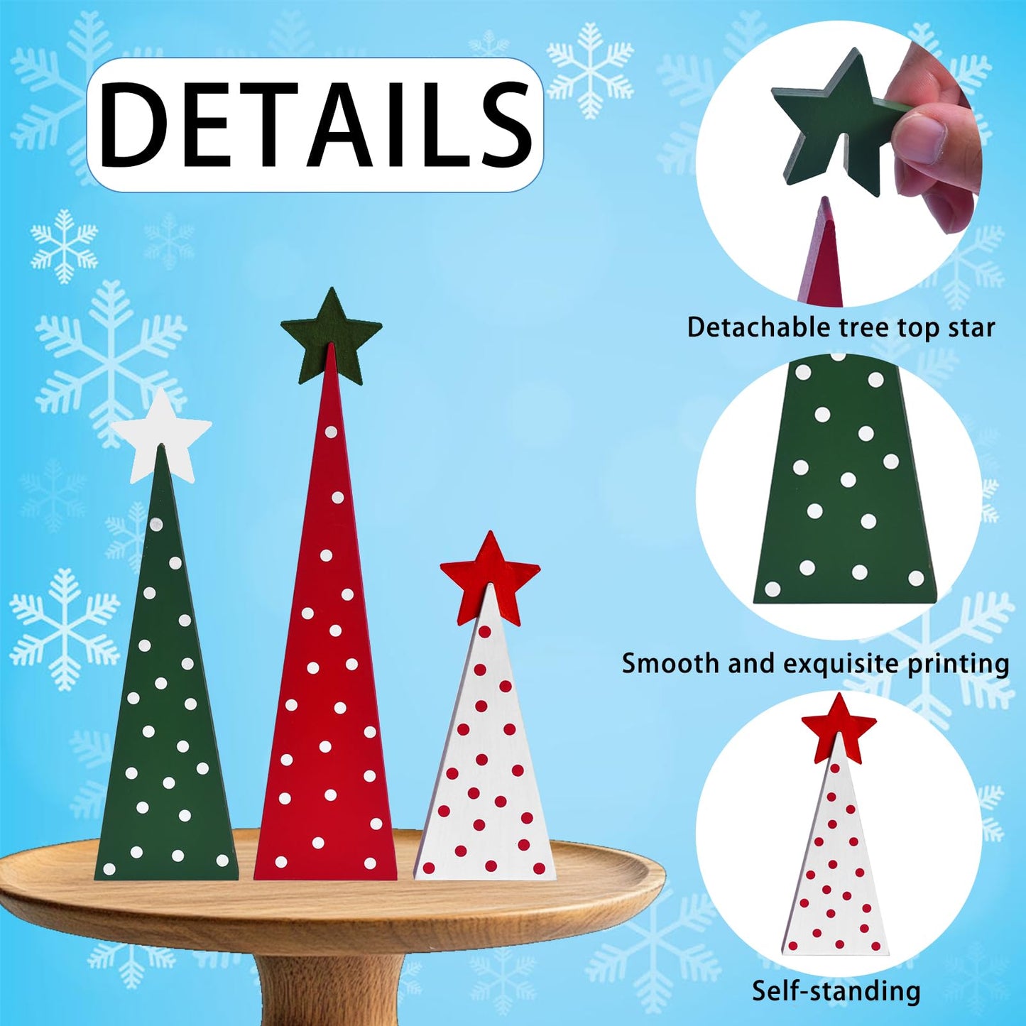 GHOSTMAGIC 3 Pcs Wooden Christmas Trees Tabletop Decorations, Rustic Xmas Tree Table Signs Double-Sided Tiered Tray Centerpieces Farmhouse Wood Sign Decor for Home Office Fireplace Farmhouse (3pcs)