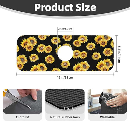 Faucet Draining Mat For Kitchen Sink, Sunflower Flower Black Diatom Mud
