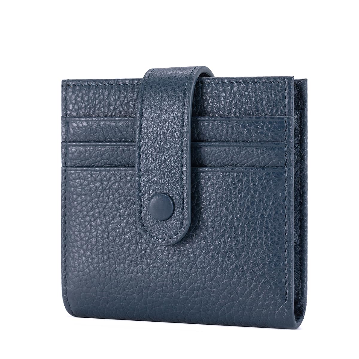 FREYAMIRA Small Wallet For Women Slim Leather Bifold Wallets RFID Credit Card Holder With Zipper Coin Pouch ID Window,Navy Blue