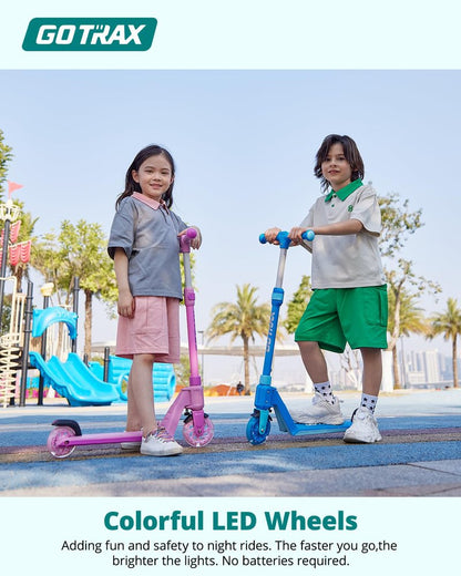 Gotrax K03 Kick Scooter for Kids, 5" LED Lighted Wheels and Adjustable Handlebars, Lightweight Design and Anti-Slip Deck, Max Load 110 Lbs, Kids Scooter for Boys & Girls Ages 3+, Pink