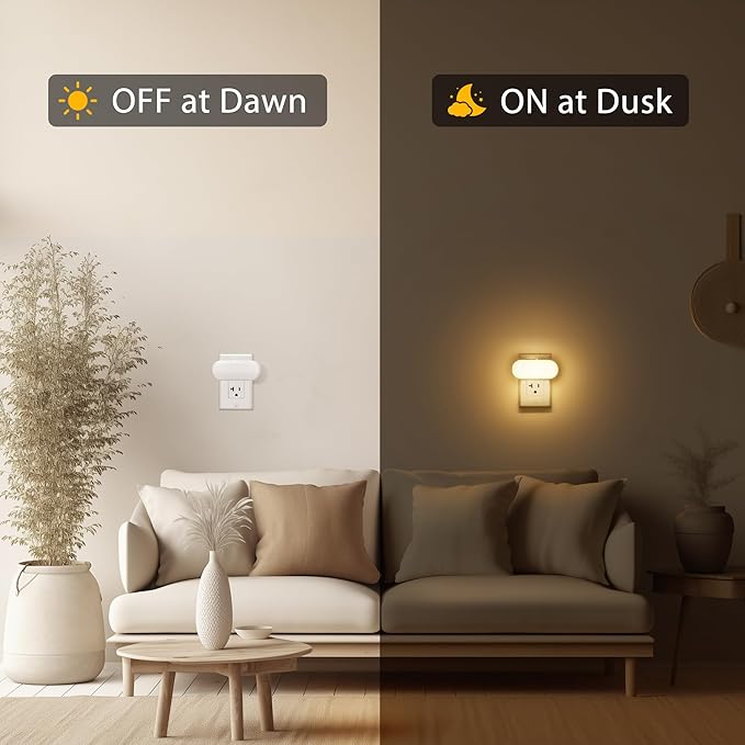 Briignite Led Night Light, Night Lights Plug into Wall, Plug in Nightlight with Dusk to Dawn Sensor Soft White 2Pack, Dimmable Night Light for Kids 1W for Bedroom, Bathroom Stair