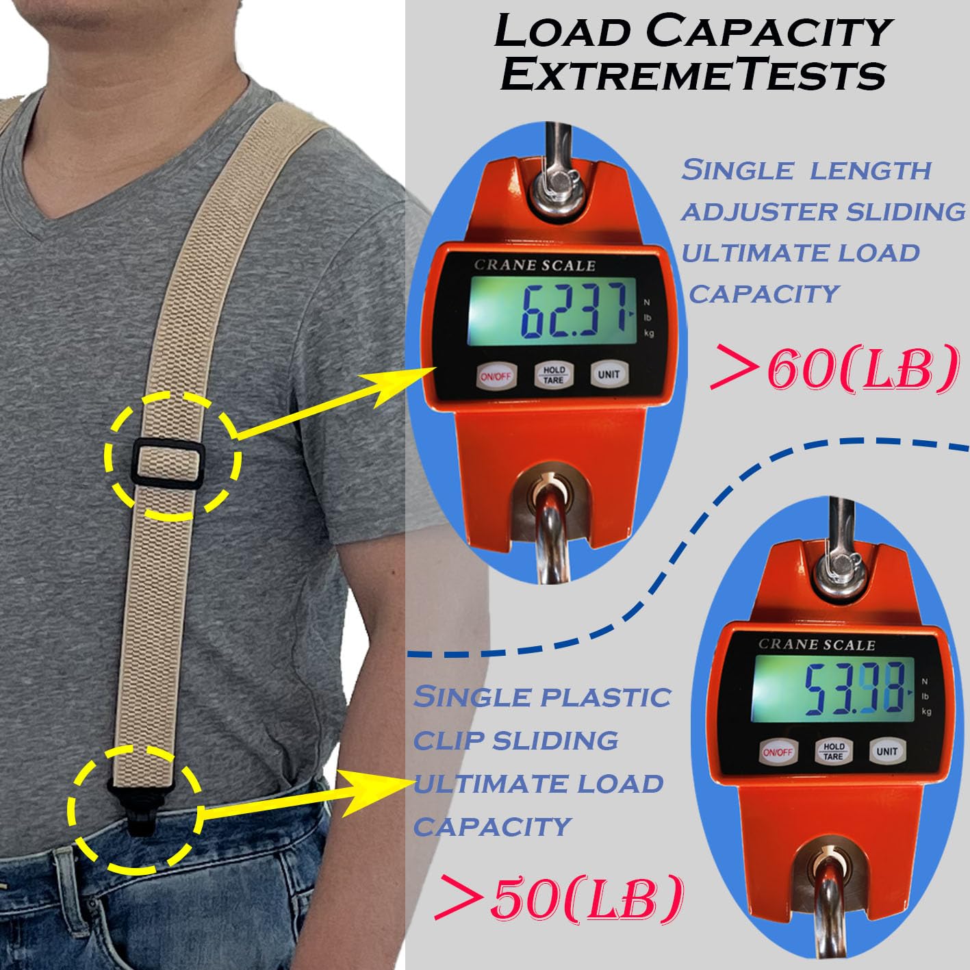 ZEAIFROOG Heavy Duty Suspenders for Men With Strong Plastic Clips Security Check Friendly.X-Shaped 1.5" Wide Khaki Men's Suspenders for Jeans or Pants