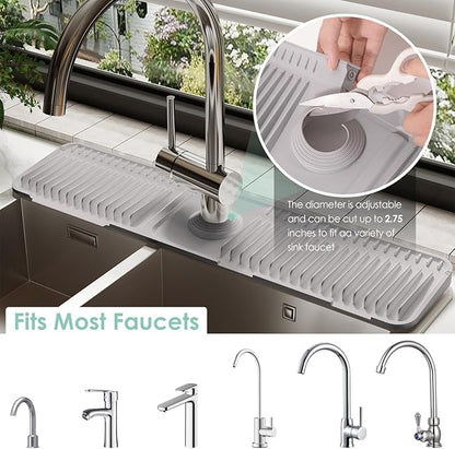 24 Inch Silicone Faucet Mat for Kitchen Sink Splash Guard
