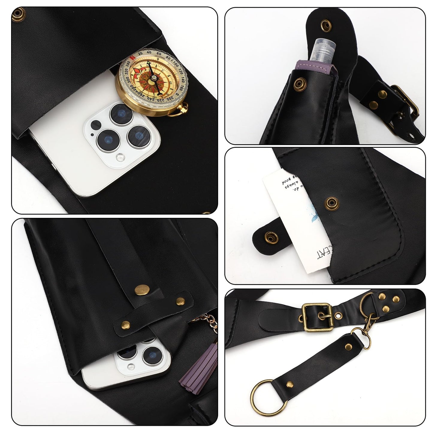 Sinbana Underarm Shoulder Bag for Men, Double Shoulder Waterproof Underarm Wallet with Adjustable Strap for Phone & Key (Black)