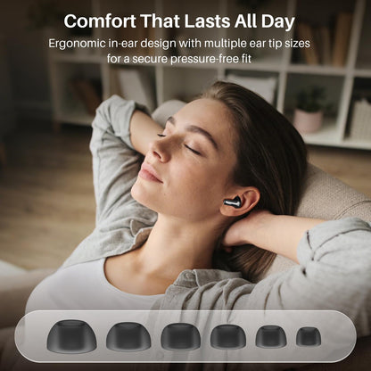 TOZO Hybrid Active Noise Cancelling Wireless Earbuds with 6 Mics AI Clear Call Ear Buds 68H Playtime with LED Display 32 Preset EQs via APP Bluetooth 5.3 IPX8 Waterproof in Ear Headphones