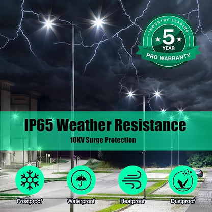 BBESTLED 400W LED Parking Lot Light 56,000 LM, DLC UL Listed Industrial Parking Lot Flood Lights, IP65 Waterproof 5000K 100-277VAC Street Area Stadium Lights Outdoor LED Pole Light w/Slip Fitter