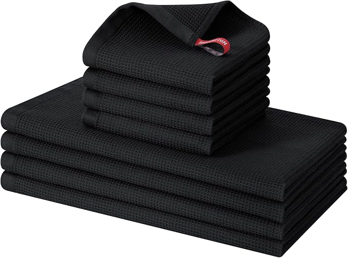 Homaxy 100% Cotton Kitchen Towels and Dishcloths Set