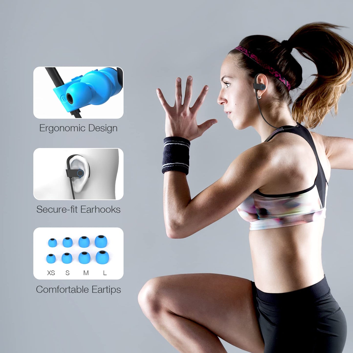 Boean Wireless Earbuds, Bluetooth Headphones 5.3, Wireless Headphones with 16Hrs Playtime IPX7 Waterproof in-Ear Earphones, Deep Bass Stereo Earbuds with Microphone for Gym Running Home Workout
