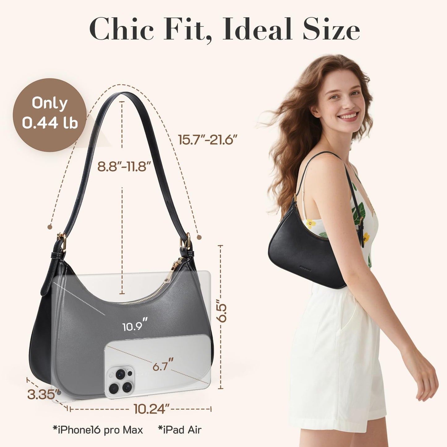 Missnine Purses for Women, Shoulder Bag Small Handbags Vegan Leather Underarm Bags Trendy Hobo Cute Clutch Purse with Adjustable Strap, Coffee