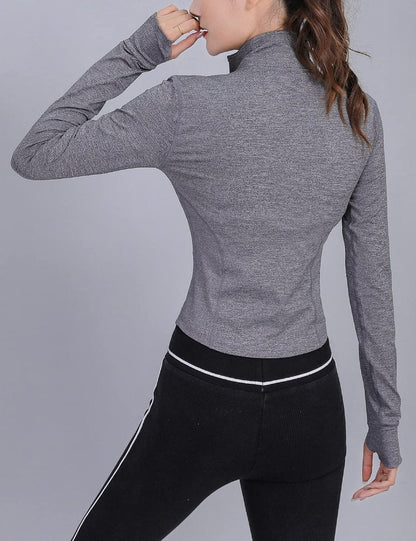 Lviefent Womens Lightweight Full Zip Running Track Jacket Workout Slim Fit Yoga Sportwear with Thumb Holes (Heather Grey, X-Large)