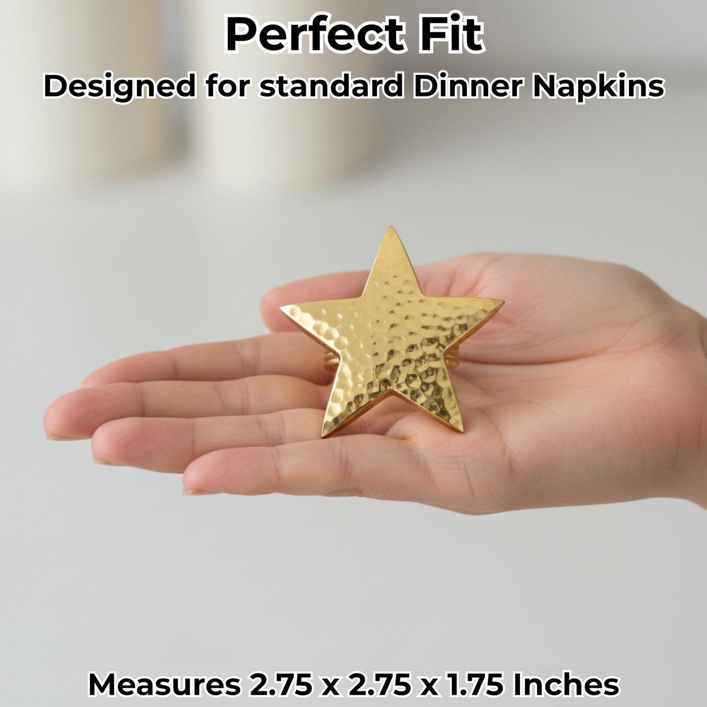 ALPHA Living HOME Napkin Rings Set of 12, Star Napkin Holders, Rustic Napkin Rings, Premium Metal Napkin Ring Bulk for Party Decoration, Dinning Table, Everyday, Family Gatherings (Gold)