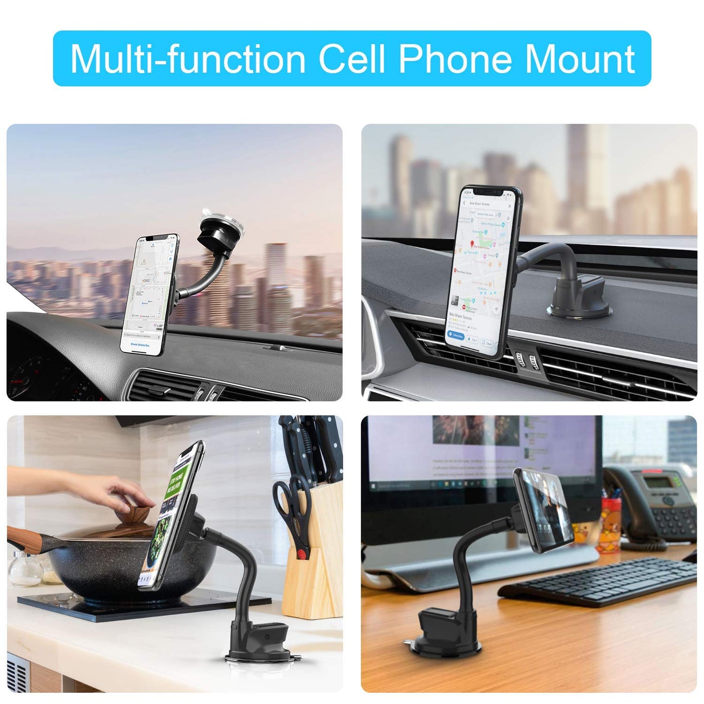 APPS2Car Magnetic Car Phone Holder Mount [6 Strong Magnets], Cell Phone Holder Car [Suction Cup], Phone Car Holder Mount [Windshield Dashboard] fit for Most Smartphones & Mini Tablets