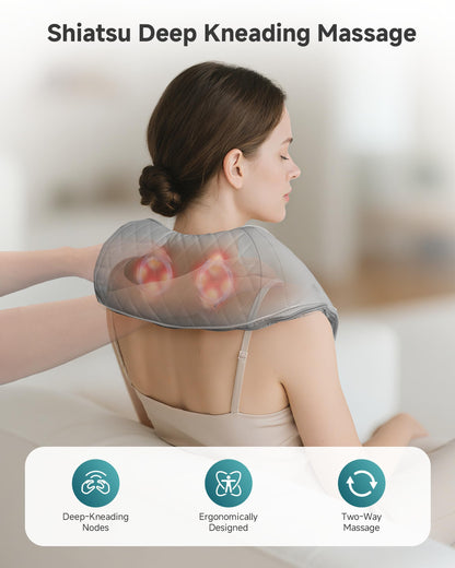 Snailax Cordless Massager - Shiatsu Neck and Shoulder Massager with Heat, Portable, Lumbar, Back Electric Massage Pillow, Christmas Gift