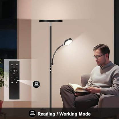 Floor Lamp-42W/4200LM Super Bright Floor Lamp,Dimmable 2-in-1 LED Standing Lamp with Reading Light,69" Tall Standing Lamp with Remote & Touch Control,Modern Floor Lamps for Bedroom,Living Room,Office