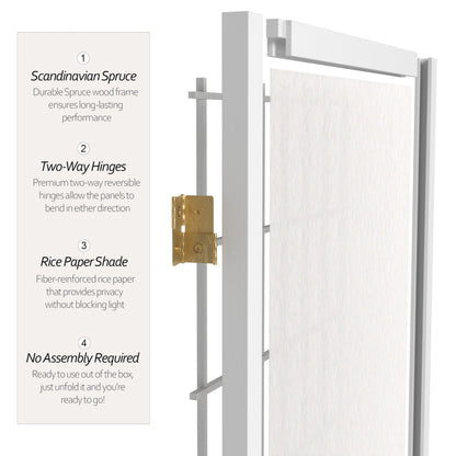 3 ft. Short Window Pane Shoji Screen - White - 3 Panels
