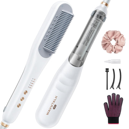 Wavytalk Pro Steam Hair Straightener Brush, Steamline Pro 3 in 1 Straightening Brush, Steam Reduces Damage, Nourishes Hair, and Expedites Straightening