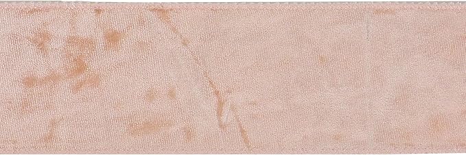MEEDEE Rose Gold Velvet Wired Ribbon 2.5 Inch - 10 Yards Crushed Velvet for Christmas Tree Decoration, Wreath Supplies, Crafts Bow