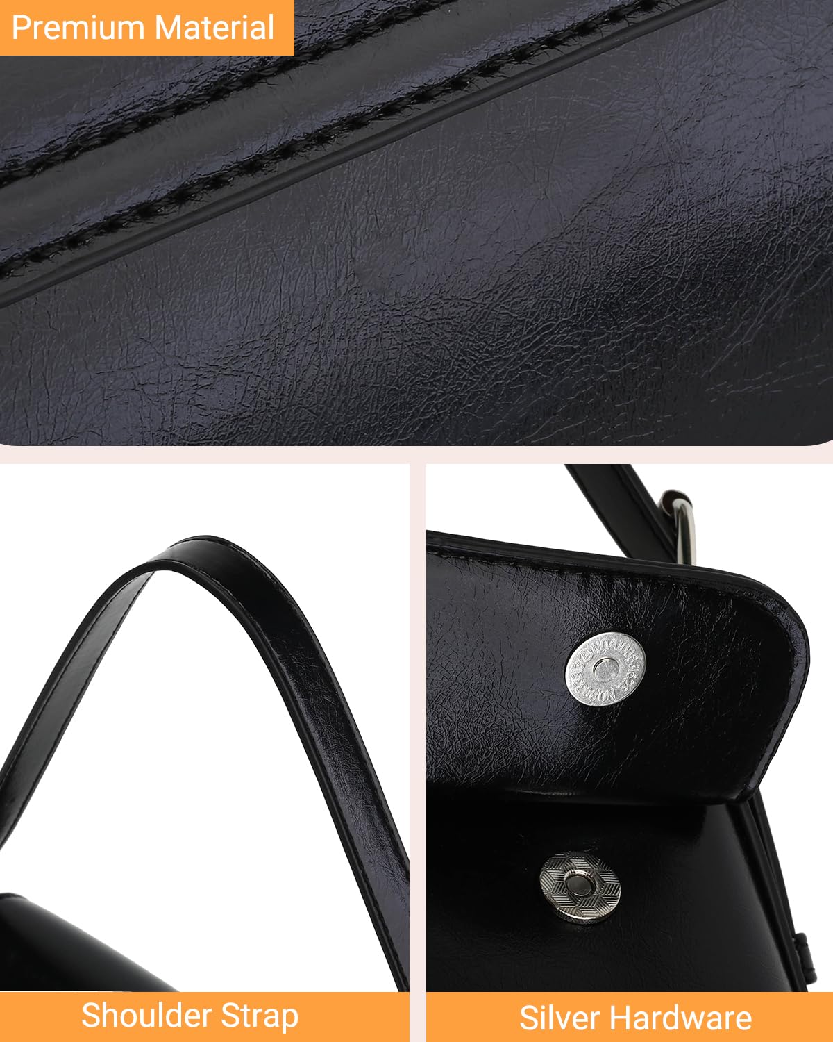 Herald Small Shoulder Bag for Women, Cute Going Out Purse Trendy Mini Clutch Hobo Handbag with Adjustable Strap (Black)