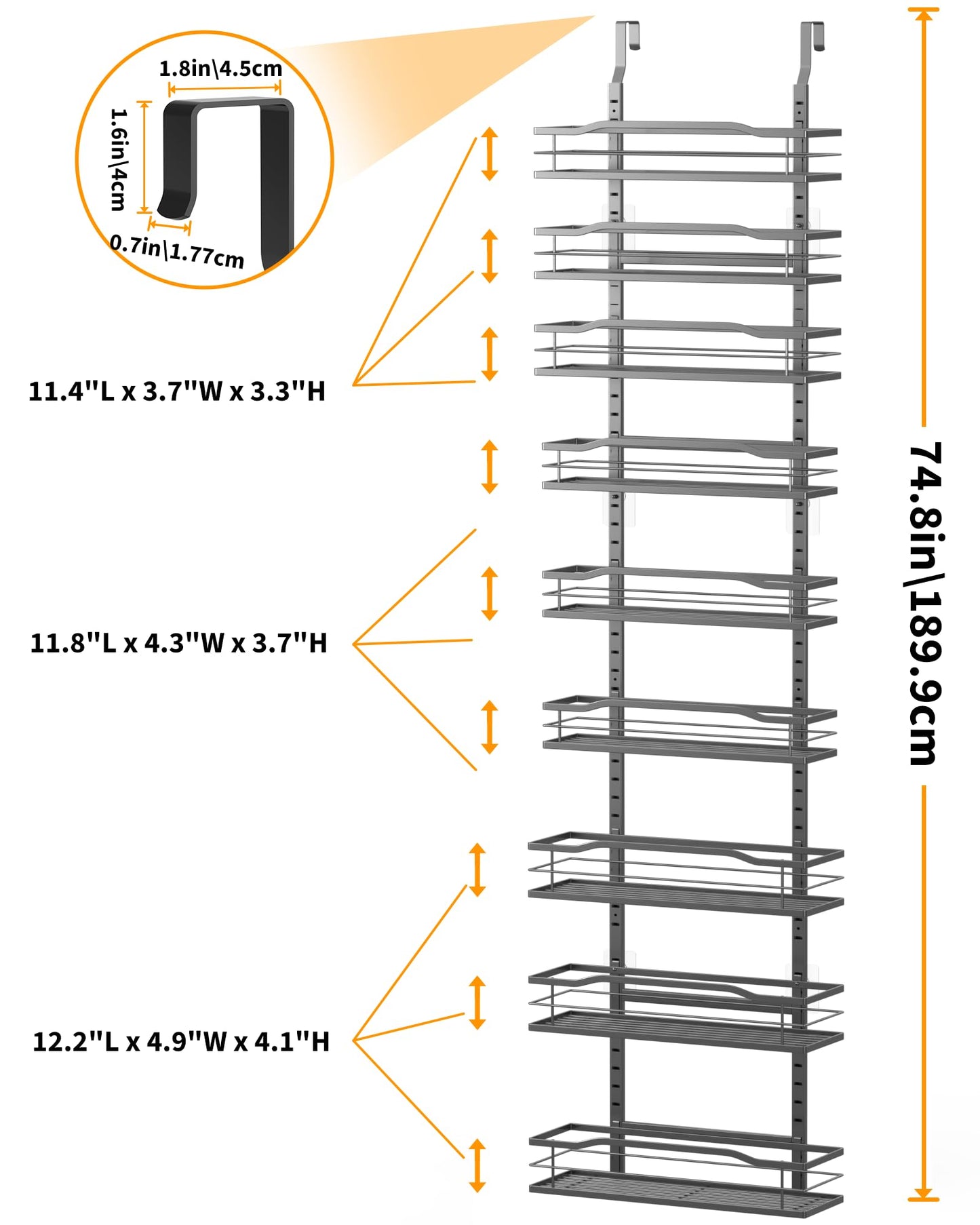 Moforoco 9-Tier Over The Door Pantry Organizer, Pantry Organization and Storage, Black Hanging Basket Wall Spice Rack Seasoning Shelves, Home & Kitchen Bedroom Bathroom House Essentials