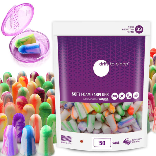 MOLDEX Soft Foam Earplugs Softies® Ear Plugs for Sleeping, Snoring, Work, Travel, Shooting -33dB Highest NRR Made in USA (Multi Color, 50 Pairs)