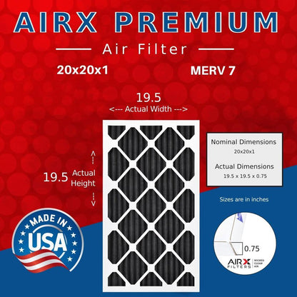 AIRX FILTERS WICKED CLEAN AIR. 20x20x1 Air Filter Odor Eliminator Carbon Filter MERV 7 AC HVAC Furnace Filters 6 Pack
